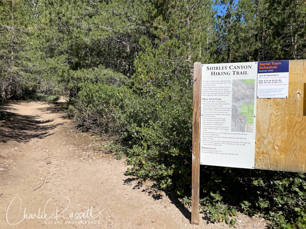 Trailhead signage, note the tram schedule