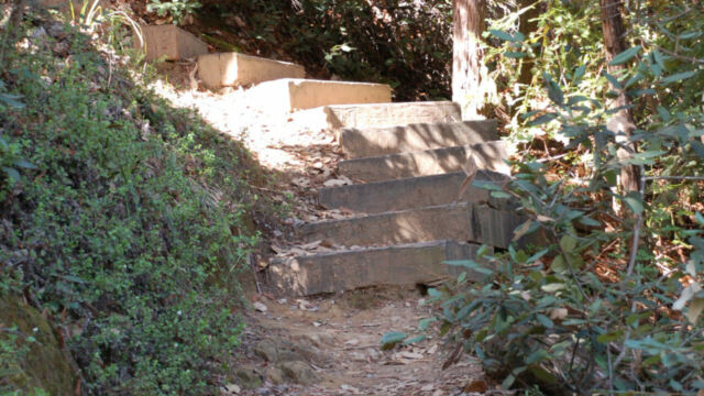 Steps up the steep part King Mountain trail