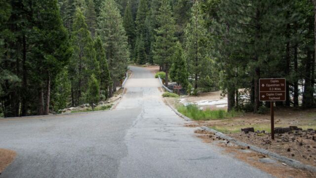 Turn left for Caples Creek trailhead Fitch Rantz Bridge