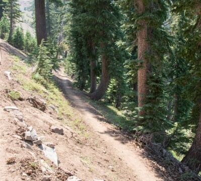 Trail downhill from the volcanic plug, not very steep Barker Pass 9