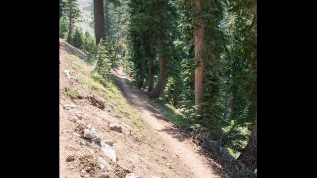 Trail downhill from the volcanic plug, not very steep Barker Pass 9
