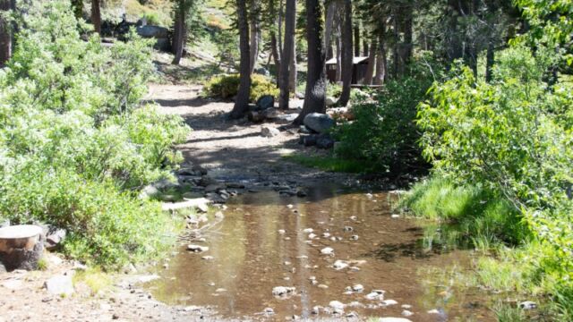 Crossing Lake Creek near the campground