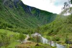 Upper end of the valley, where the hike begins (looking back down the valley) Mørkridsdalen valley