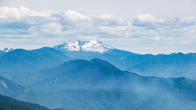 View from the trail, smoke from control burning in the area Tire Mountain trail