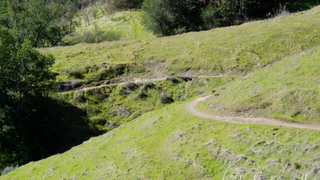 Yolanda Trail crosses open hillsides, with views Yolanda Trail crosses open hillsides, with views