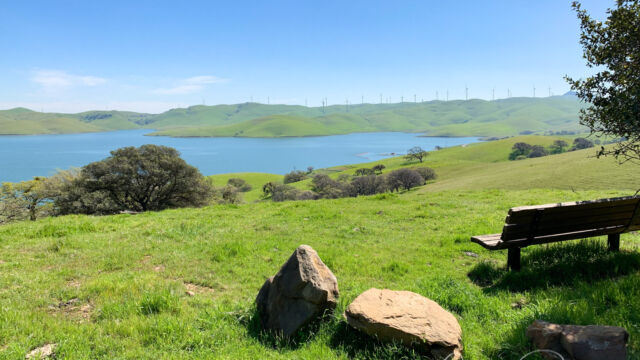 At the top of the ridge there is a picnic table and bench, with great views of the reservoir West Loop Trail. At the top of the ridge there is a picnic table and bench, with great views of the reservoir