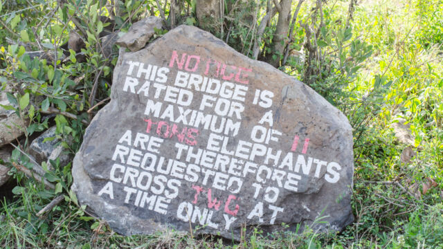 Sign at the bridge in Ol Pejeta Ol Pejeta