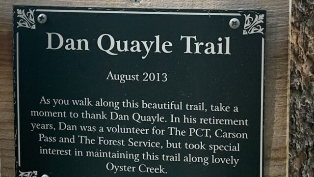 Placard for Dan Quayle Trail Oyster Creek