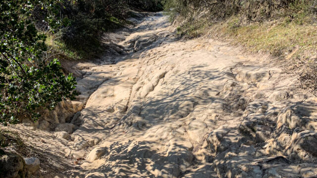 Climbing up the sandstone on the Chaparral Loop trail Chaparral Loop Trail