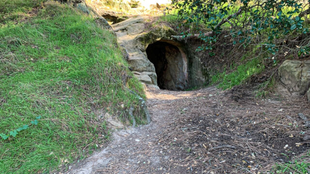 On the Coal Canyon trail, a small domicile carved out of the sandstone Jim's Place