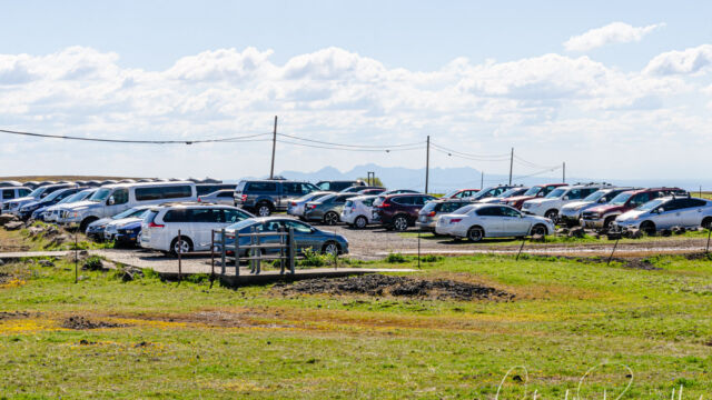 The parking lot on a weekday North Table Mountain