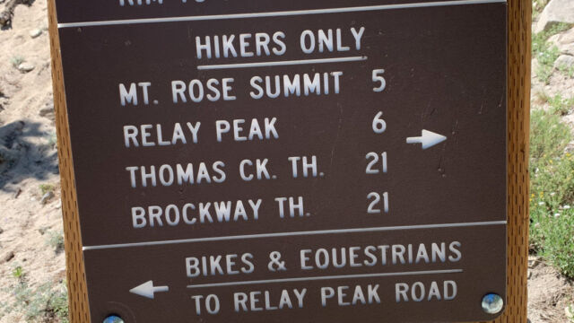 Sign near beginning, take the Mt Rose Summit trail Galena Falls trail
