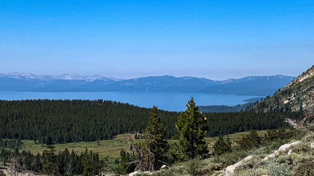 A view of Lake Tahoe from the early part of the trail. Tahoe Meadows is just below (another great wildflower spot) Galena Falls trail