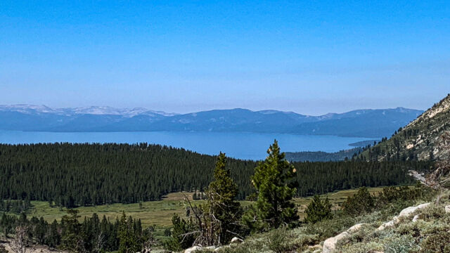 A view of Lake Tahoe from the early part of the trail. Tahoe Meadows is just below (another great wildflower spot) Galena Falls trail