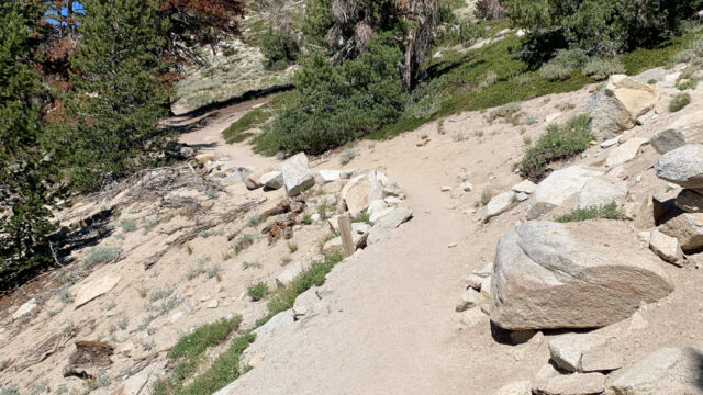 Start of the trail is exposed, rocky and sandy Galena Falls trail