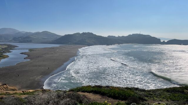Looking back to Rodeo Beach on the Coastal Trail
